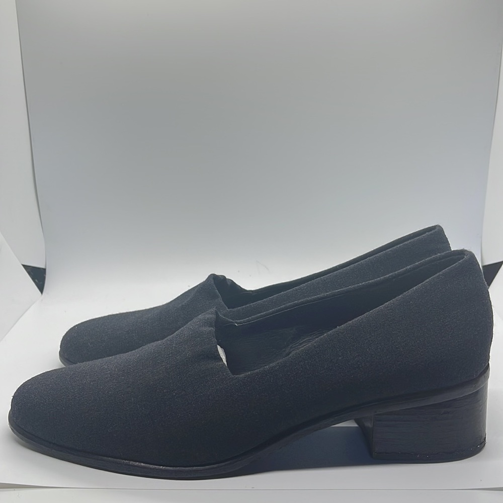 Lauren Ralph Lauren black canvas leather sole size 9 1/2B slide on heels